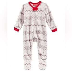 Family PJs Macy’s Baby Toddler Winter Fairisle Fuzzy Footie Holiday Zip Front